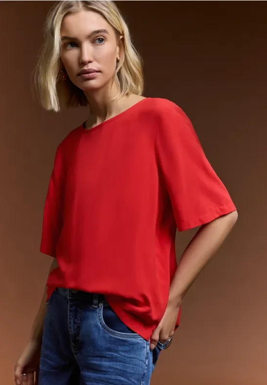 Street One Kurzarm Bluse mit Rundhals in Unifarbe