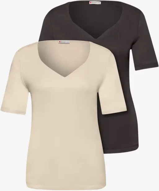 Street One T-Shirts mit Herzausschnitt im 2er-Pack