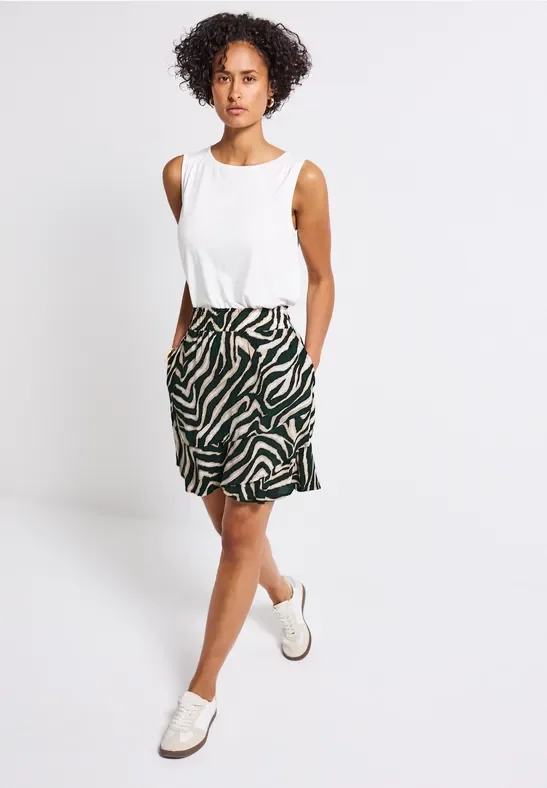 Gemusterter Skort mit Volant