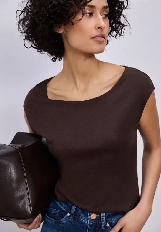 Street One Basic Shirt mit U-Boot-Ausschnitt