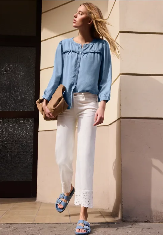 Street One 3/4-Arm Bluse im Washed-Look