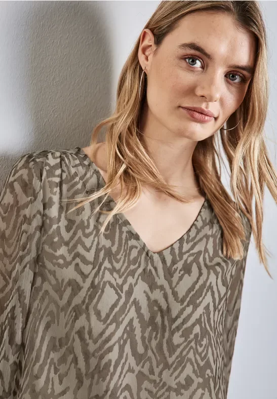 Chiffon-Bluse mit Raffung