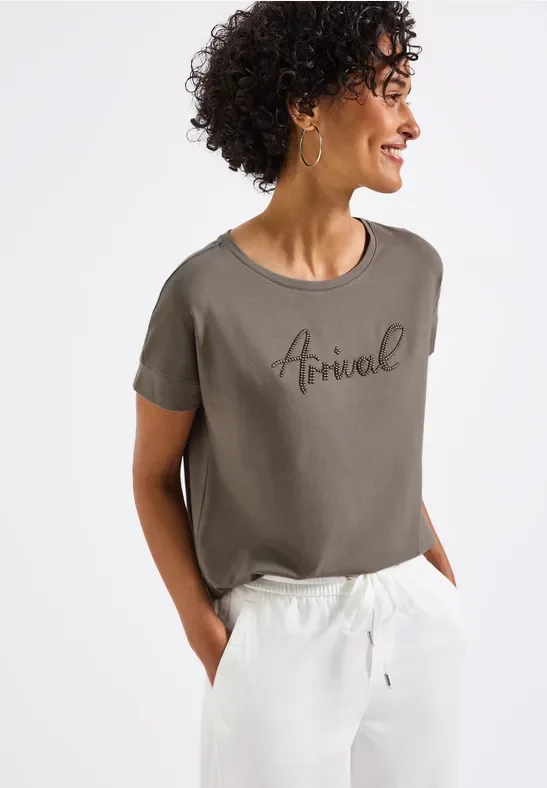 Shirt mit Wording-Stickerei