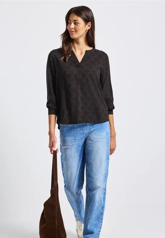 Split Neck Print-Tunika