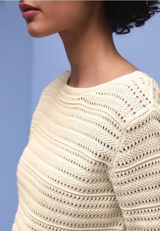 Langarm Pullover mit U-Boot-Ausschnitt