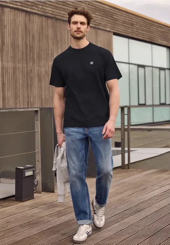 Street One T-Shirt mit Rundhals und feinen Streifen