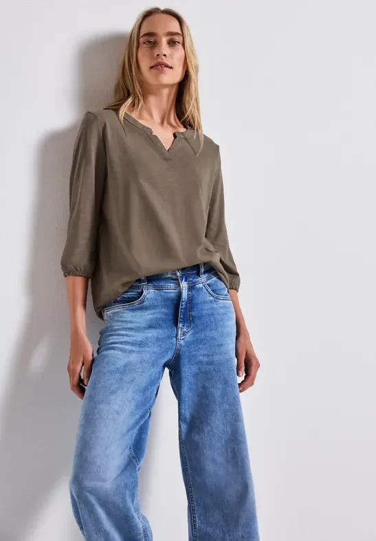 Split Neck Jersey Shirt