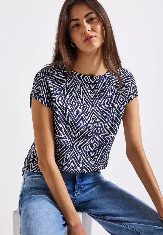 Materialmix Shirt mit Muster