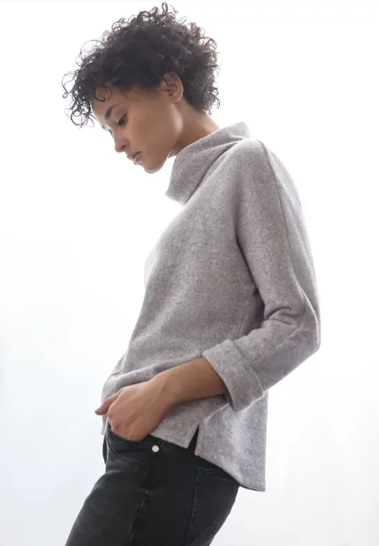 Strick-Look Shirt mit Kragen