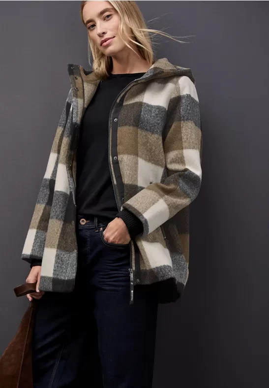 Thumbnail - Karierte Jacke mit Kapuze