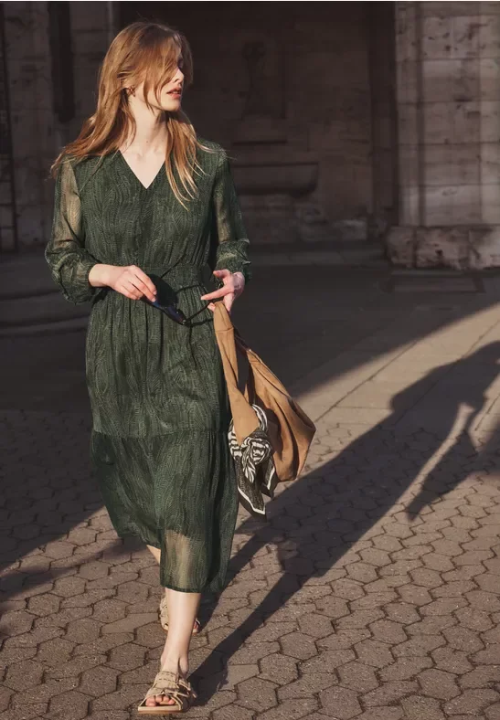 Midi-Kleid aus Chiffon mit Print