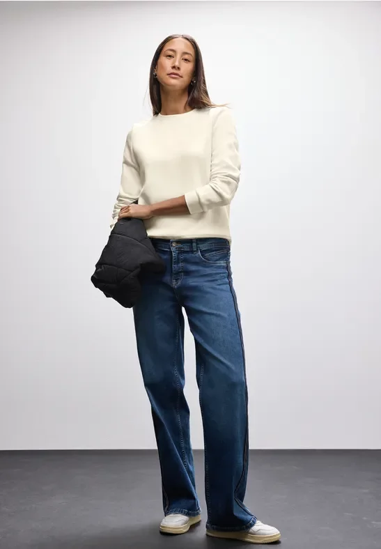 Sweatshirt mit Rippdetail