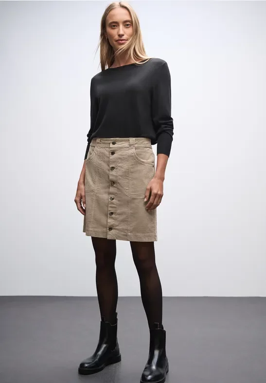 Cordrock mit Knopfleiste