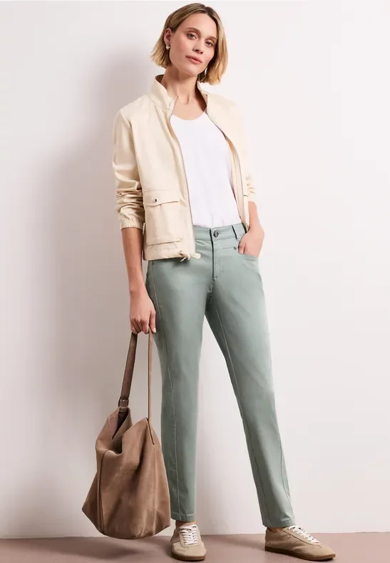 Street One Mid Waist Slim Leg Hose im Satin-Look