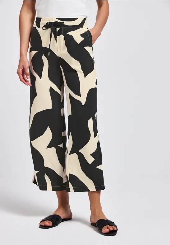 Gemusterte Wide Leg Hose
