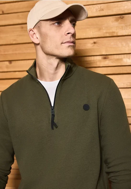 Strukturpullover mit Troyer