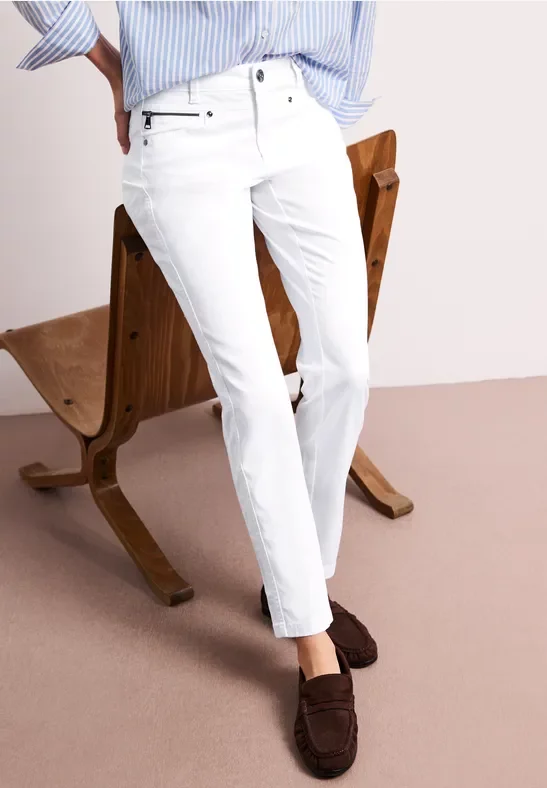 Street One Mid Waist Slim Leg Hose im Satin-Look