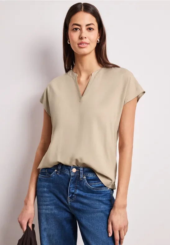 Street One Dropped Shoulder Bluse mit Split Neck