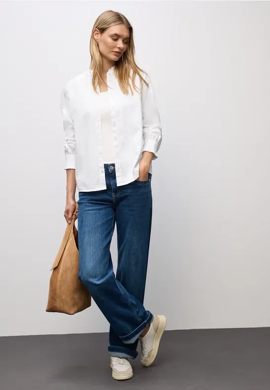 Baumwollbluse mit Rüschen