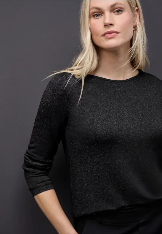 Glitzer Strick-Look Shirt