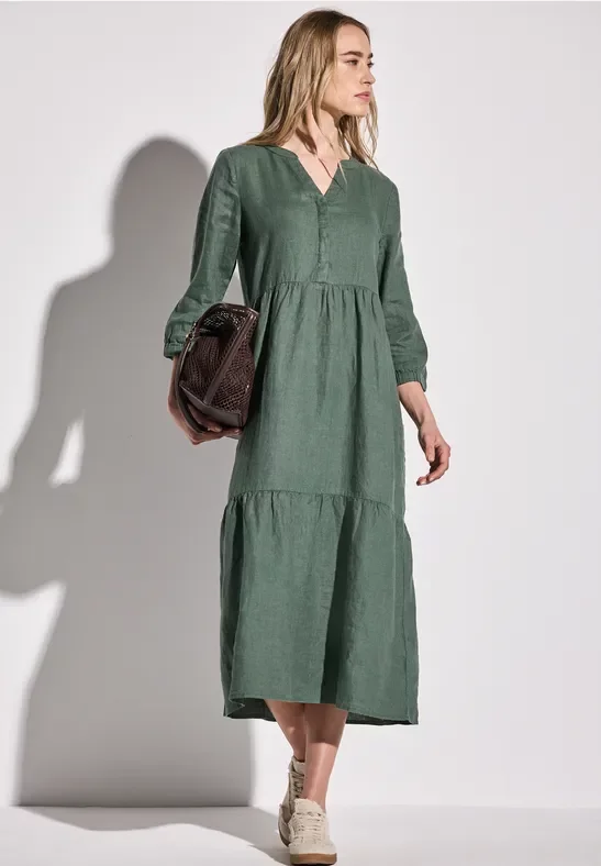 Leinen-Kleid mit Volants