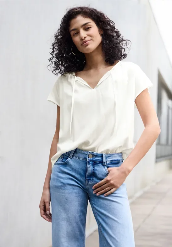 Viskosebluse mit Raffung