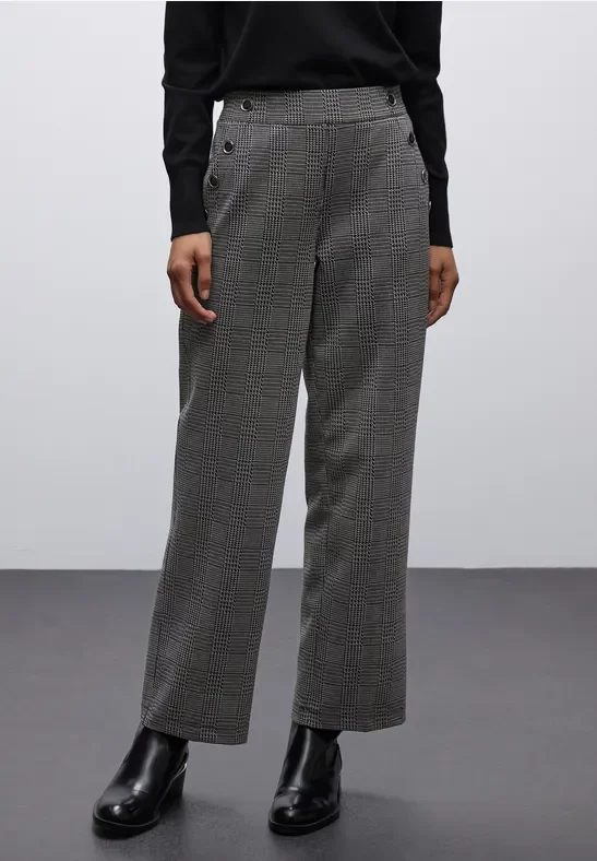 Karierte Straight Leg Hose