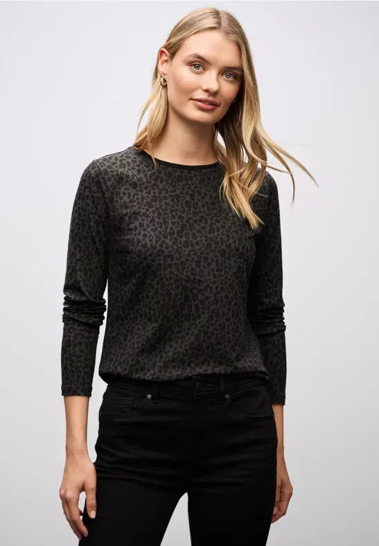 Jersey-Shirt im Leo-Look