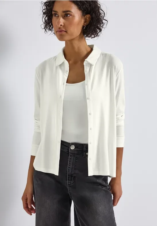 Jersey-Shirt im Blusen-Look