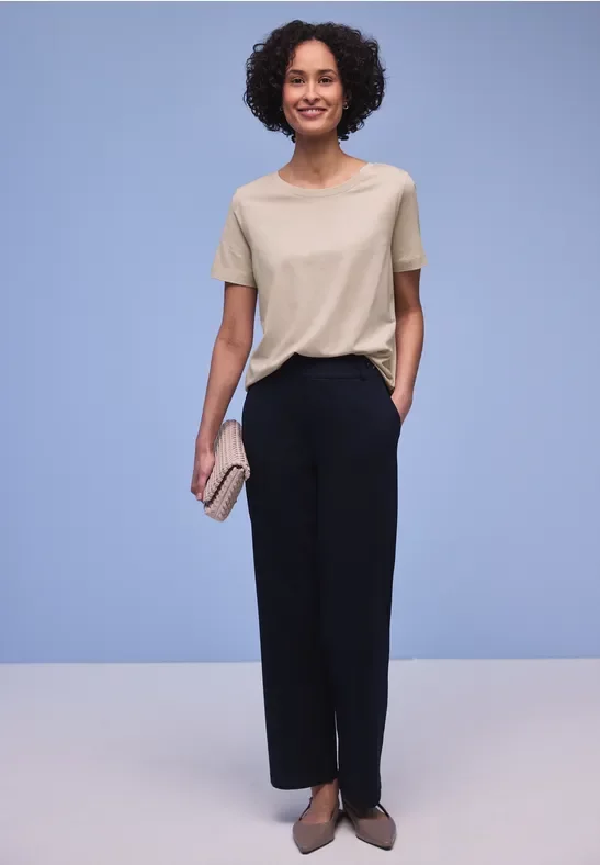 Kurzarm Longshirt mit Rundhals