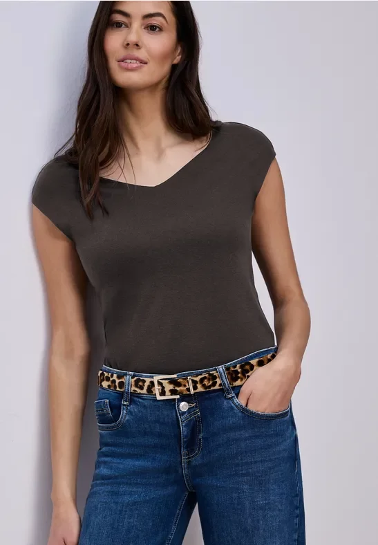 Street One Ärmelloses Shirt mit Diamantausschnitt