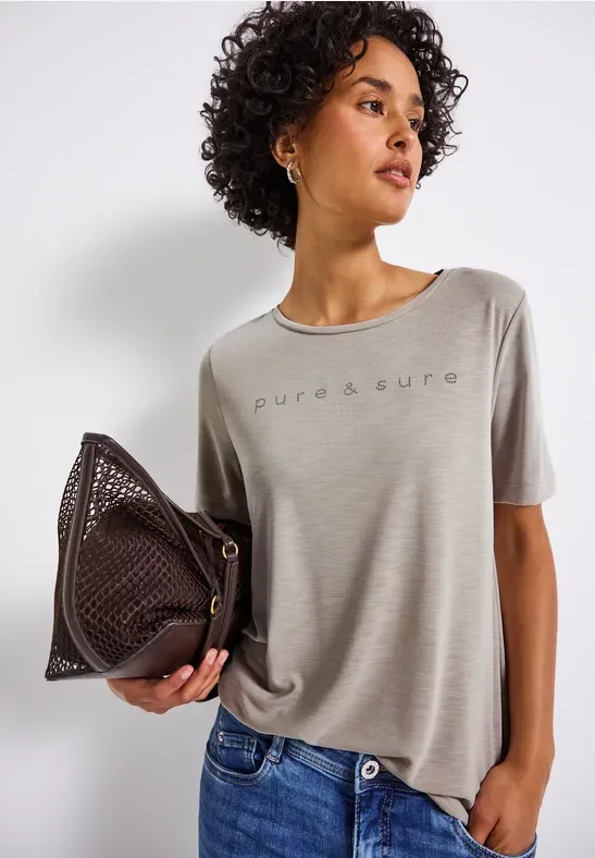 Silk-Look Shirt mit Wording