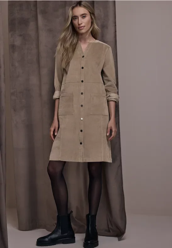 Cordkleid in Unifarbe