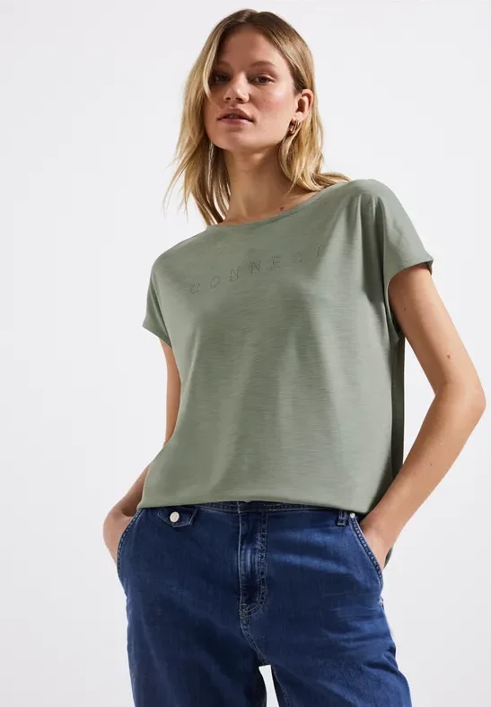Silk-Look Shirt mit Wording