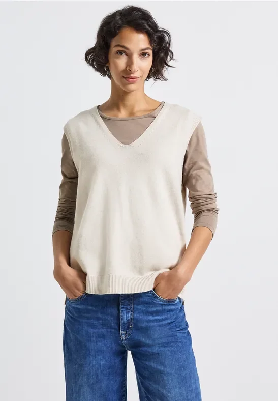 Ärmelloser V-Neck Pullover