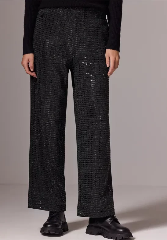 Wide Leg Hose mit Pailletten