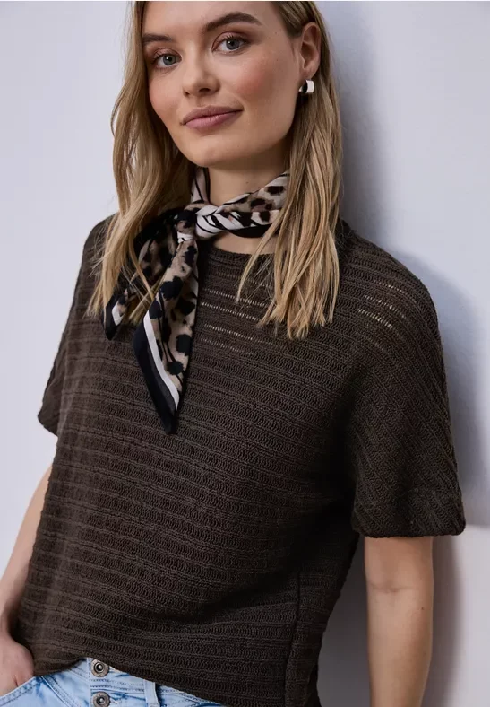 T-Shirt mit Rundhals und Struktur