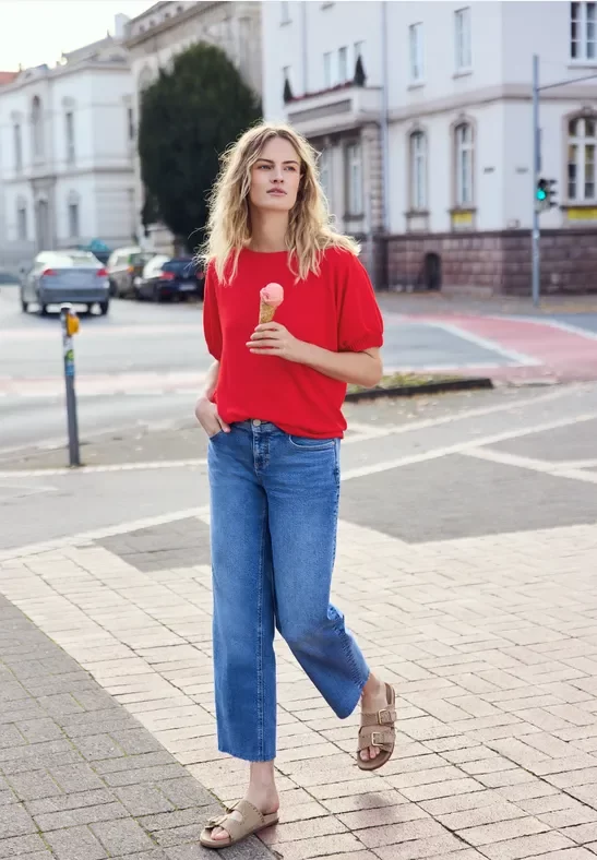 Street One T-Shirt mit Rundhals und Raffung