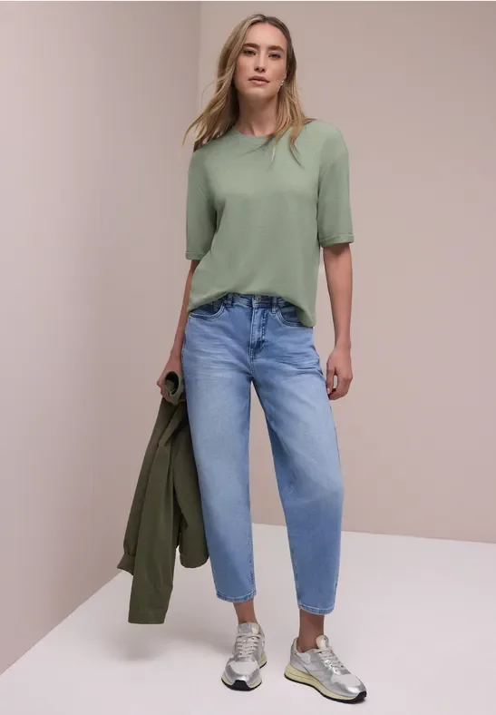 Street One T-Shirt mit Rundhals im Strick-Look