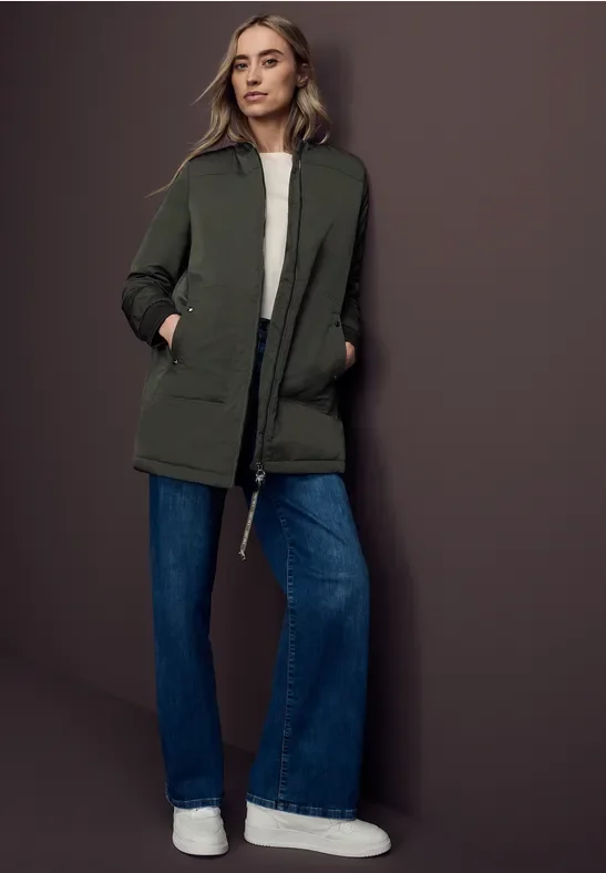 Langer Blouson mit Kapuze