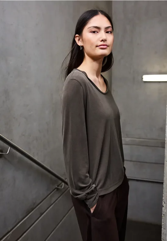 Silk-Look V-Neck Shirt