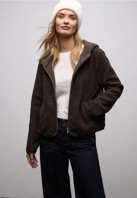 Teddy-Jacke mit Kapuze