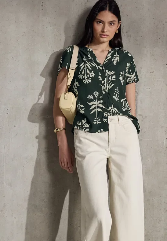 Gemusterte Kurzarmbluse