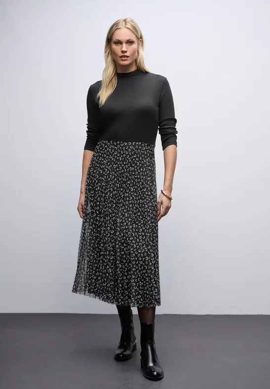 Kleid mit Plissée-Rock