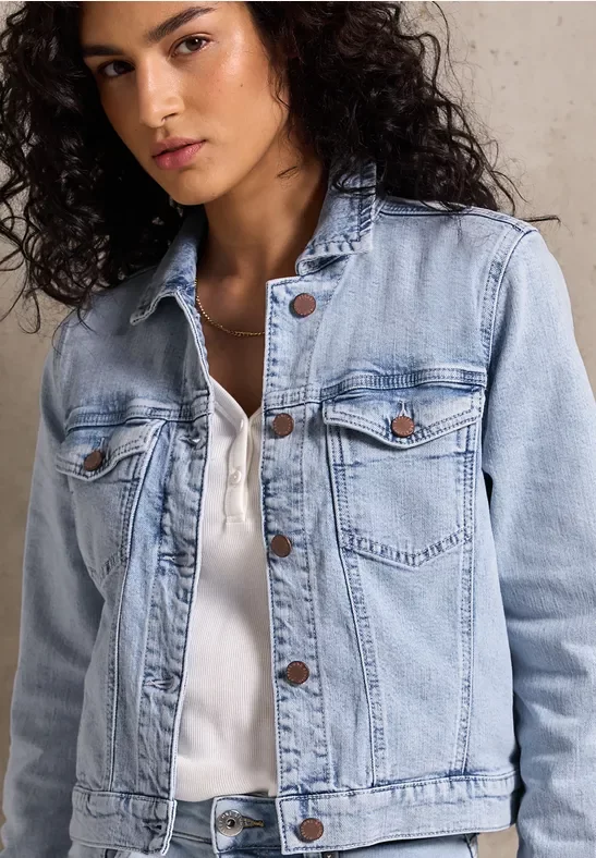 Jeansjacke im Bleached-Look