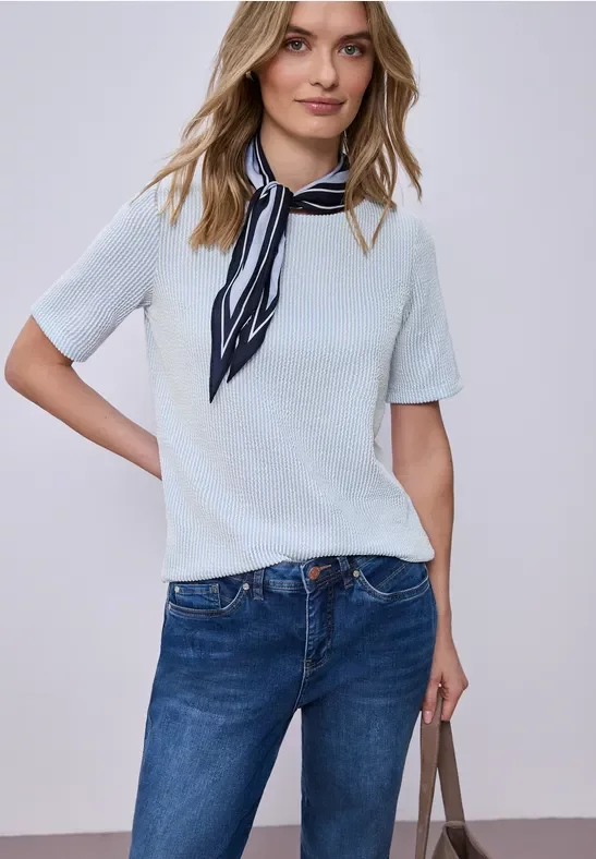 Street One Kurzarm Shirt mit Strukturstreifen