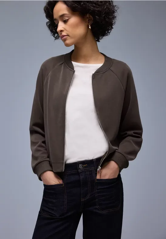 Zipper Jacke in Unifarbe