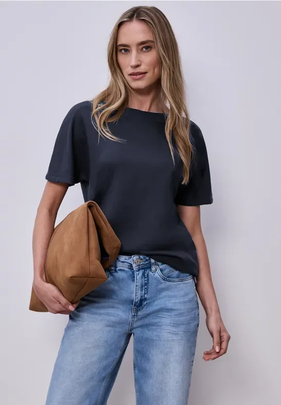 Dropped Shoulder Shirt mit Rippdetail