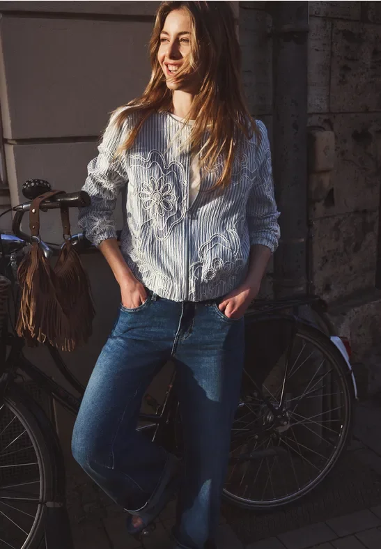 Street One Blouson mit Streifen und Embroidery