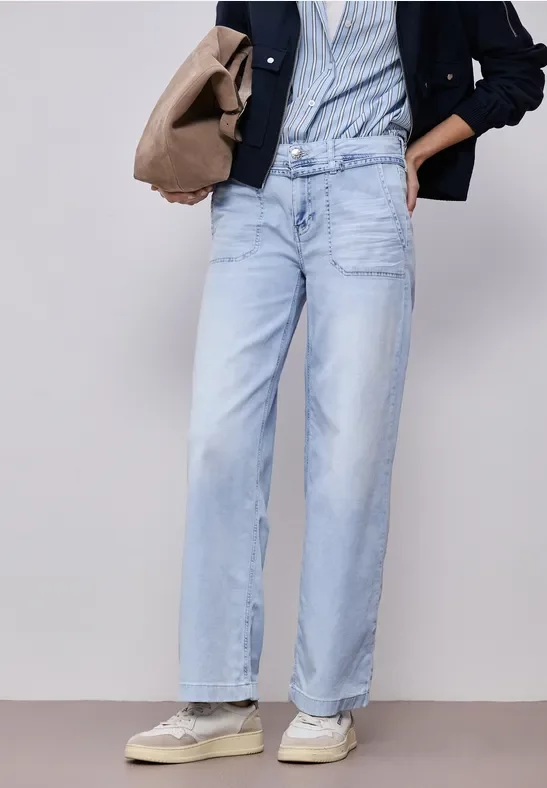 Wide Leg Jeans im Bleached-Look